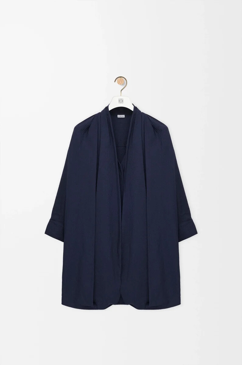 abito drappeggiato in cotone blu navy