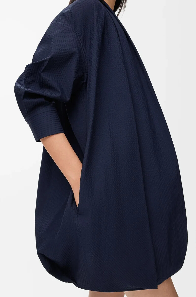 abito drappeggiato in cotone blu navy