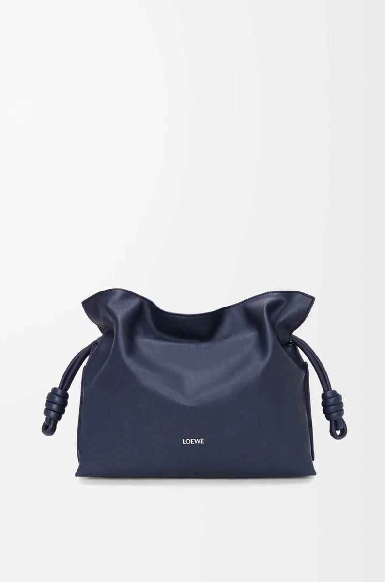 clutch flamenco media in vitello nappa abyss blue