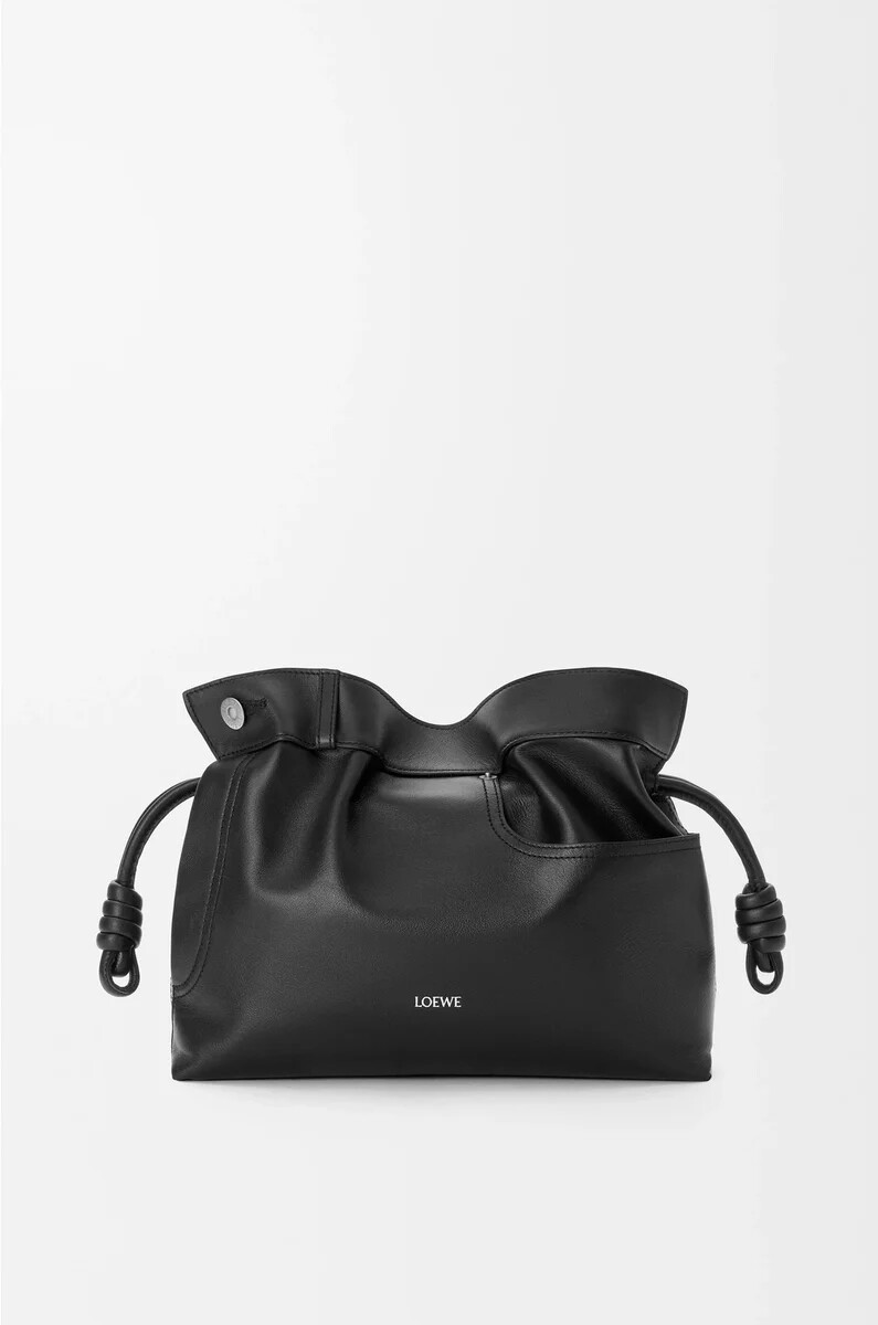 clutch panta flamenco media in vitello lucido nero