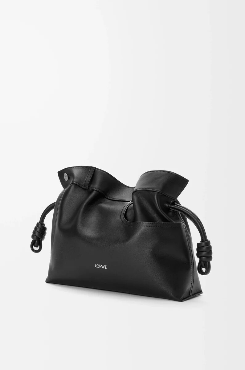 clutch panta flamenco media in vitello lucido nero