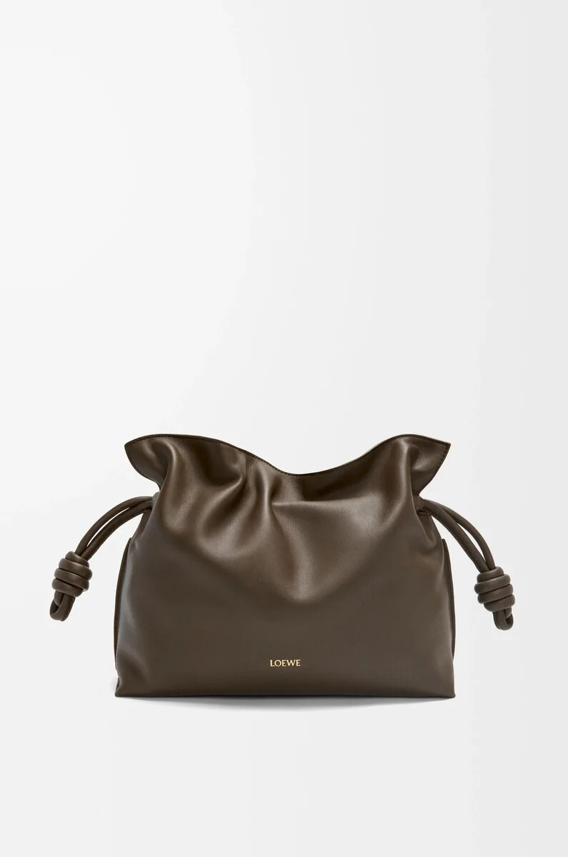 clutch flamenco media in vitello nappa cioccolato