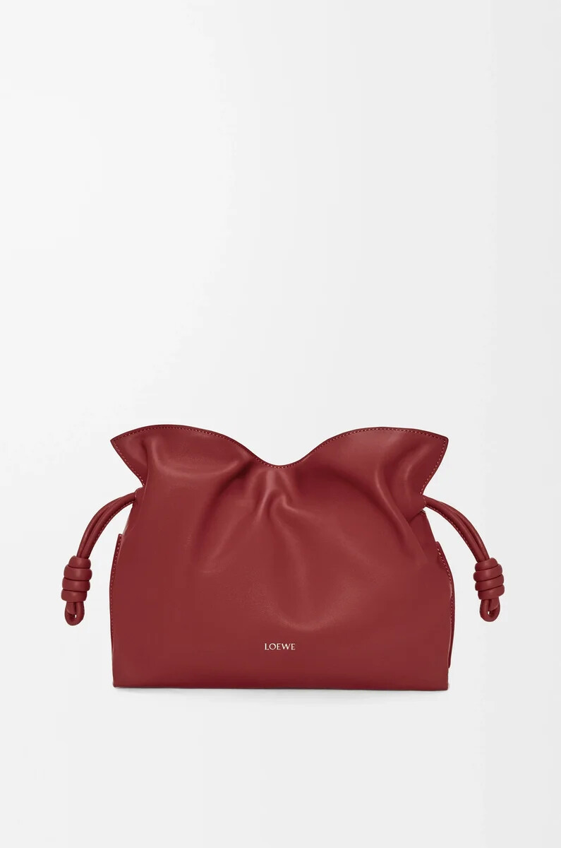 clutch flamenco media in vitello nappa rosso bruciato