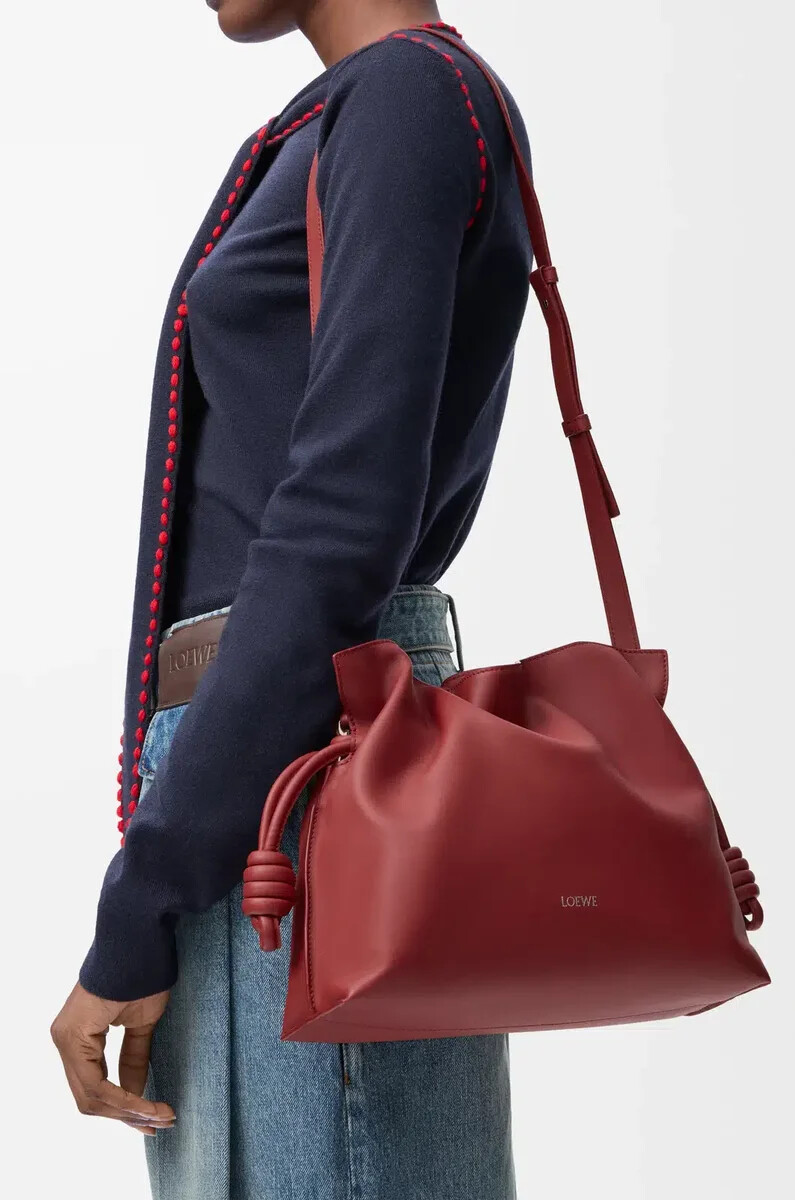 clutch flamenco media in vitello nappa rosso bruciato