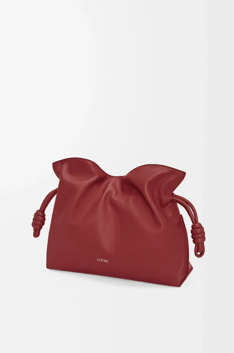 clutch flamenco media in vitello nappa rosso bruciato