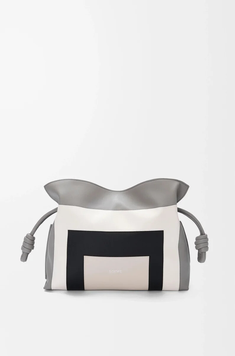 clutch flamenco media in vitello nappa grigiogrigio fantasma