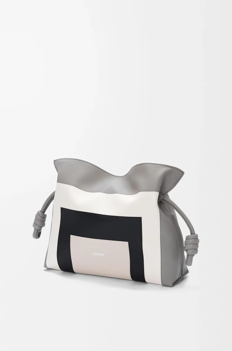 clutch flamenco media in vitello nappa grigiogrigio fantasma