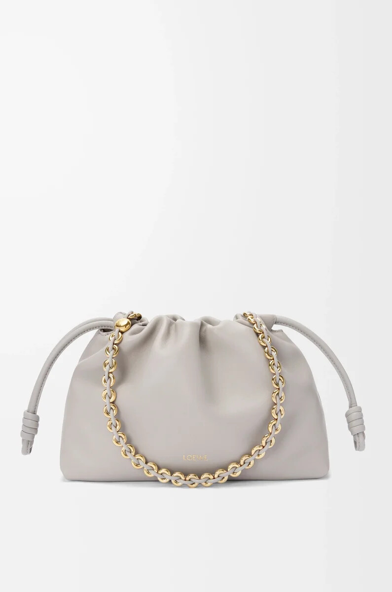 borsa flamenco media in morbida nappa di agnello shell grey
