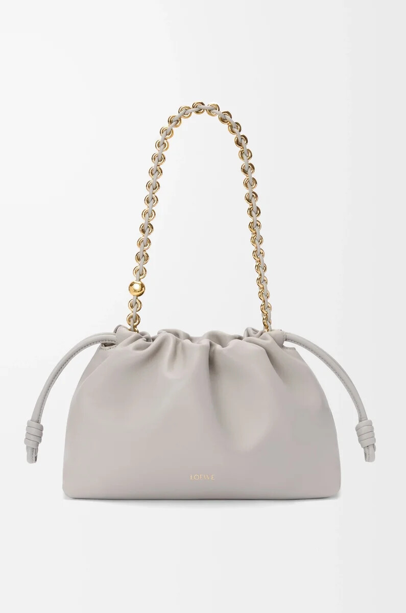 borsa flamenco media in morbida nappa di agnello shell grey
