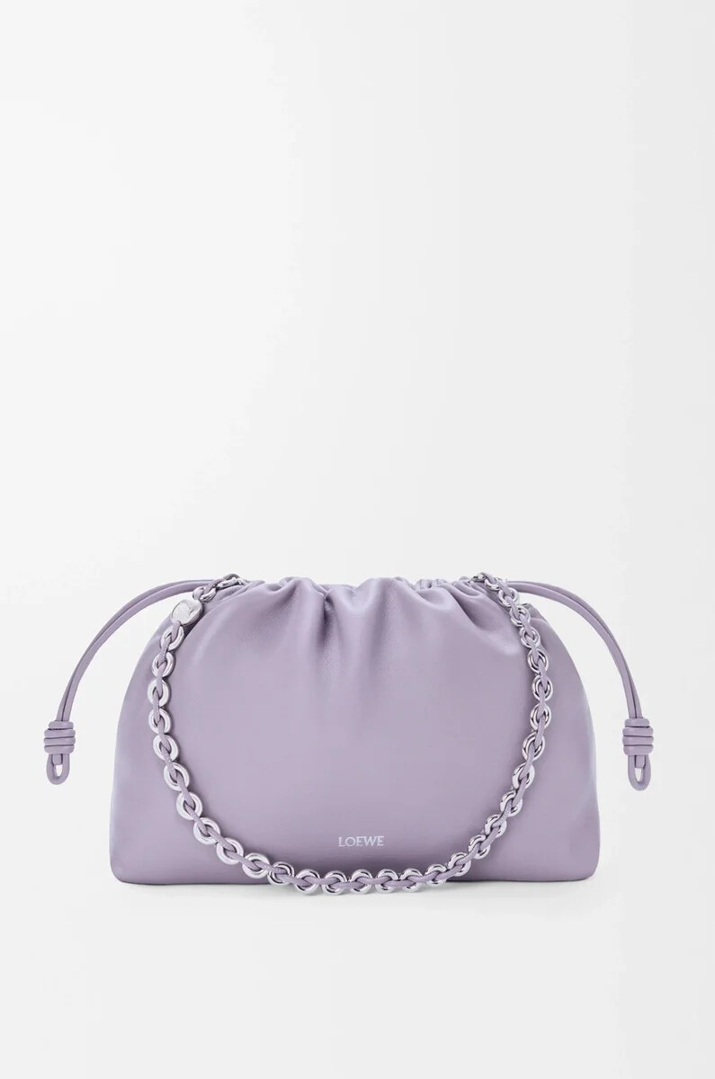 borsa flamenco media in morbida nappa di agnello color malva sporco