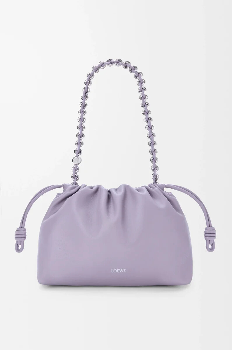 borsa flamenco media in morbida nappa di agnello color malva sporco