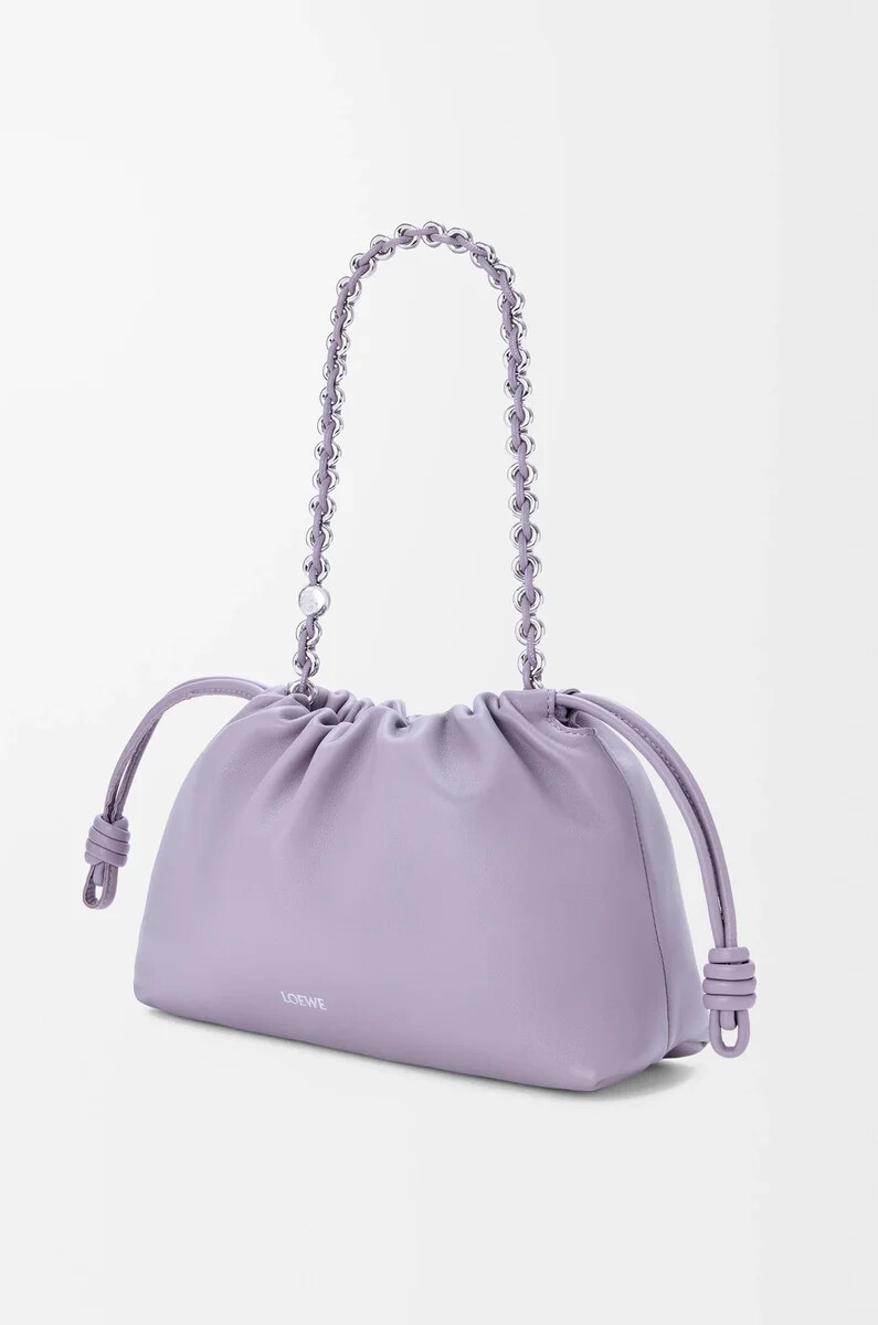 borsa flamenco media in morbida nappa di agnello color malva sporco