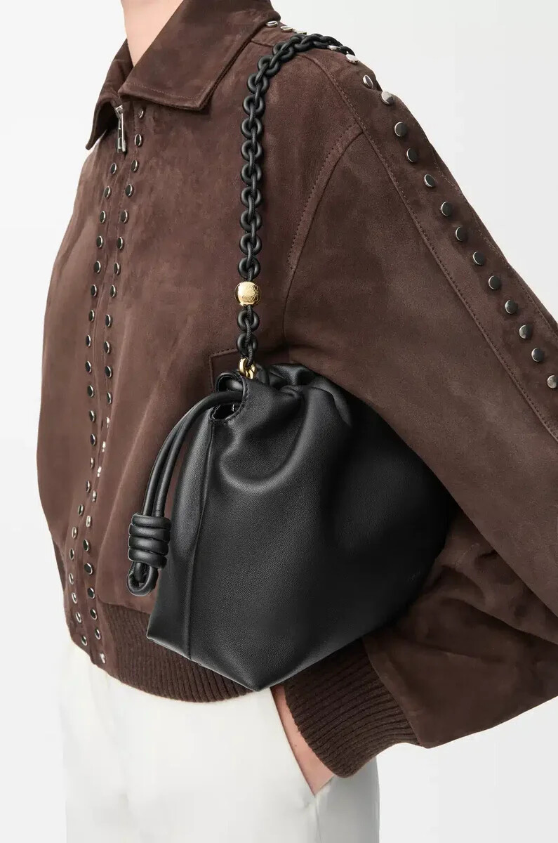 borsa flamenco media in morbida nappa di agnello nera