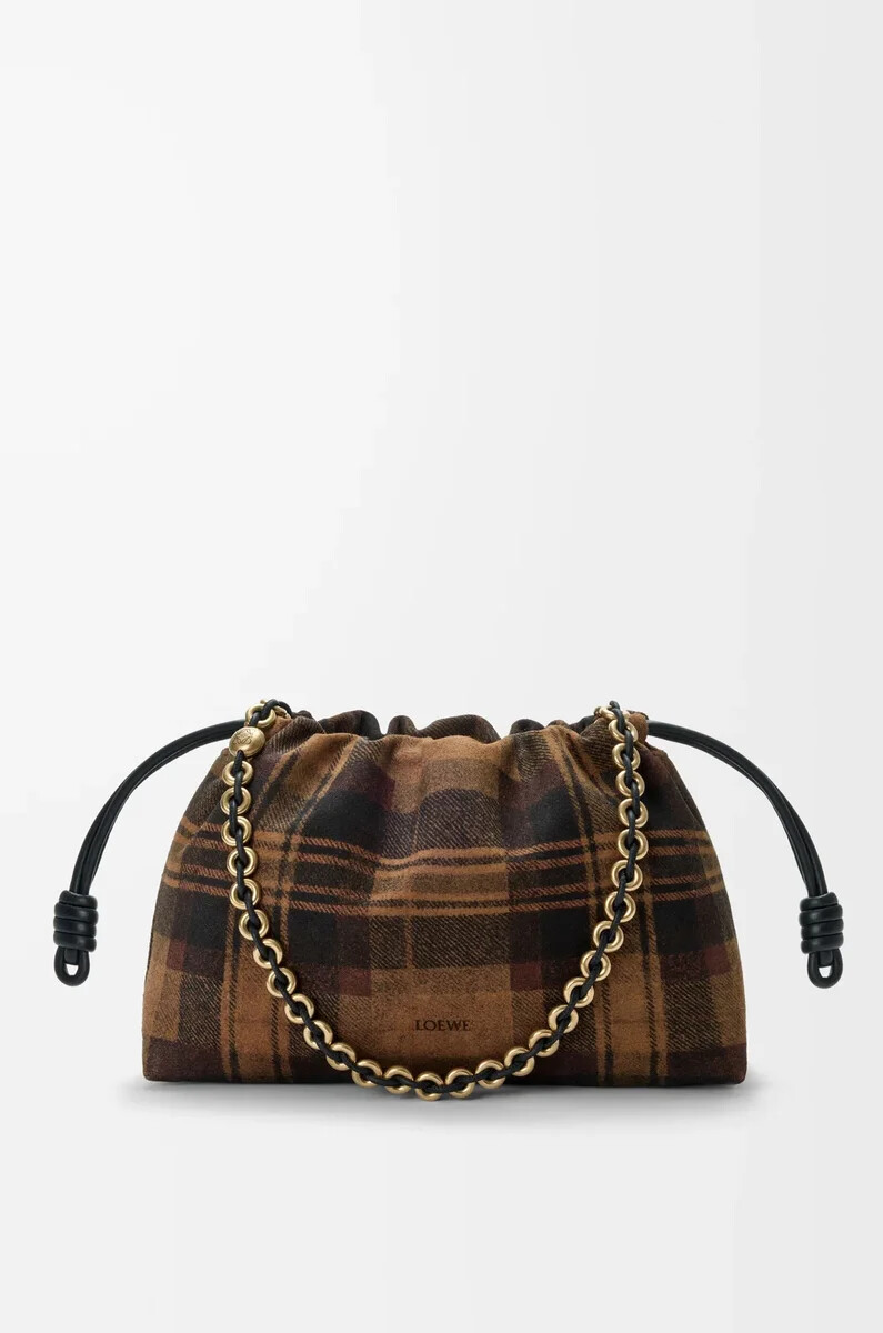 borsa flamenco media in camoscio tartan color cuoionero