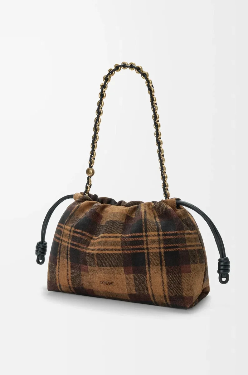 borsa flamenco media in camoscio tartan color cuoionero