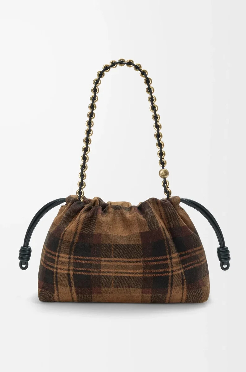 borsa flamenco media in camoscio tartan color cuoionero