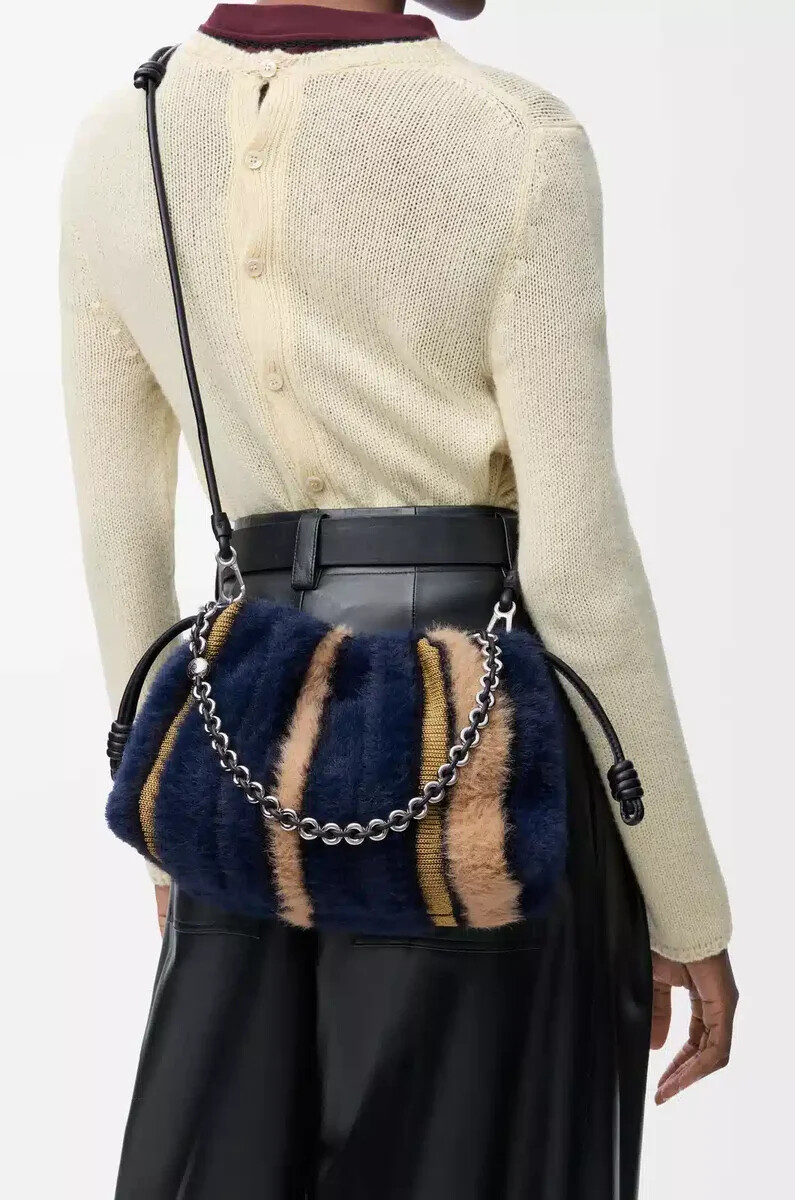 borsa flamenco media in maglia jacquard multicolor deep navy