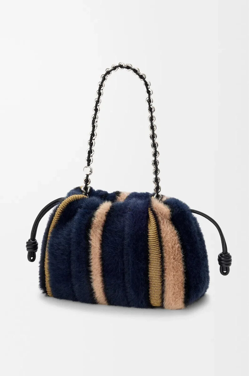 borsa flamenco media in maglia jacquard multicolor deep navy