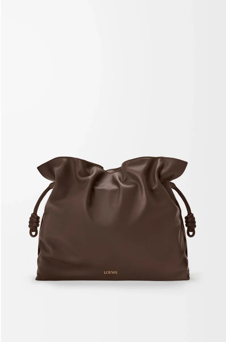 clutch flamenco grande in vitello nappa cioccolato