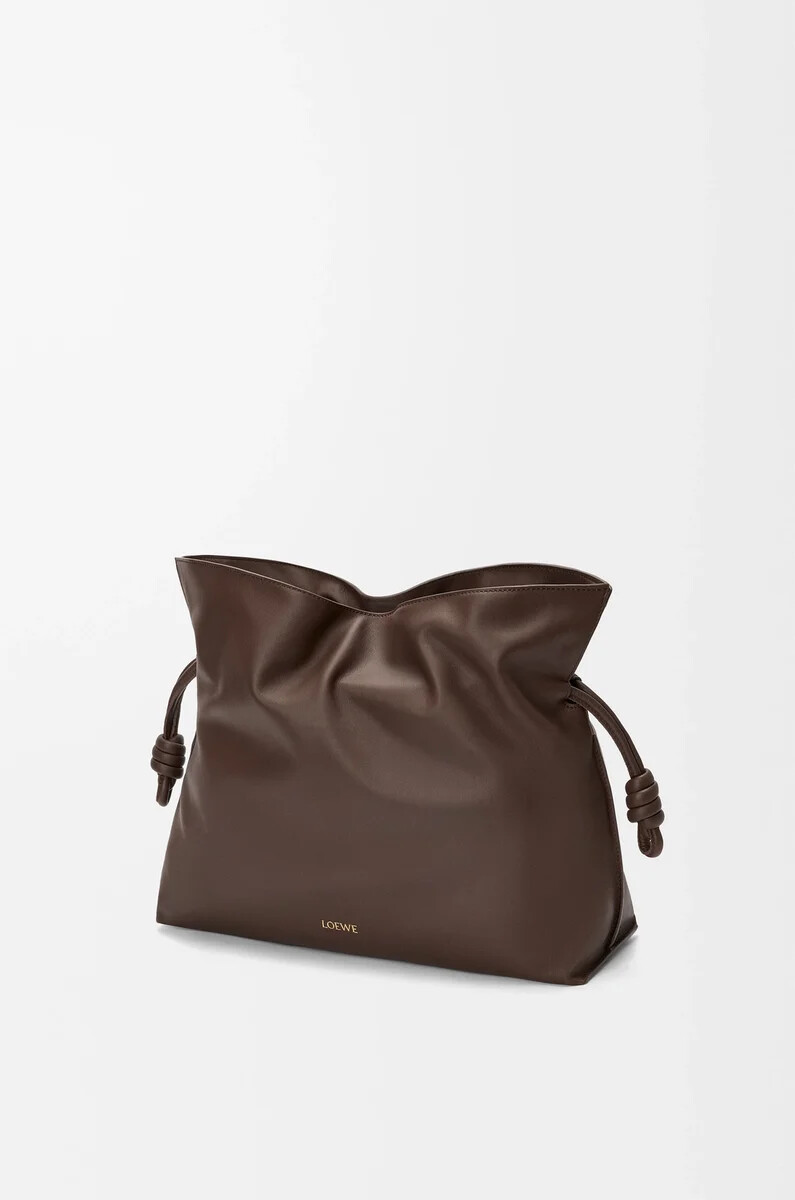 clutch flamenco grande in vitello nappa cioccolato