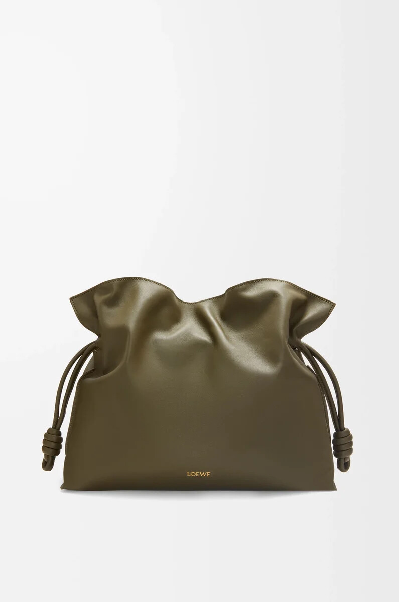 clutch flamenco grande in nappa di vitello dark khaki