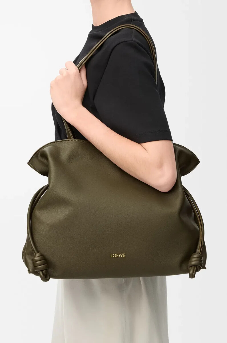 clutch flamenco grande in nappa di vitello dark khaki