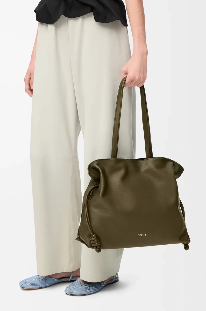 clutch flamenco grande in nappa di vitello dark khaki