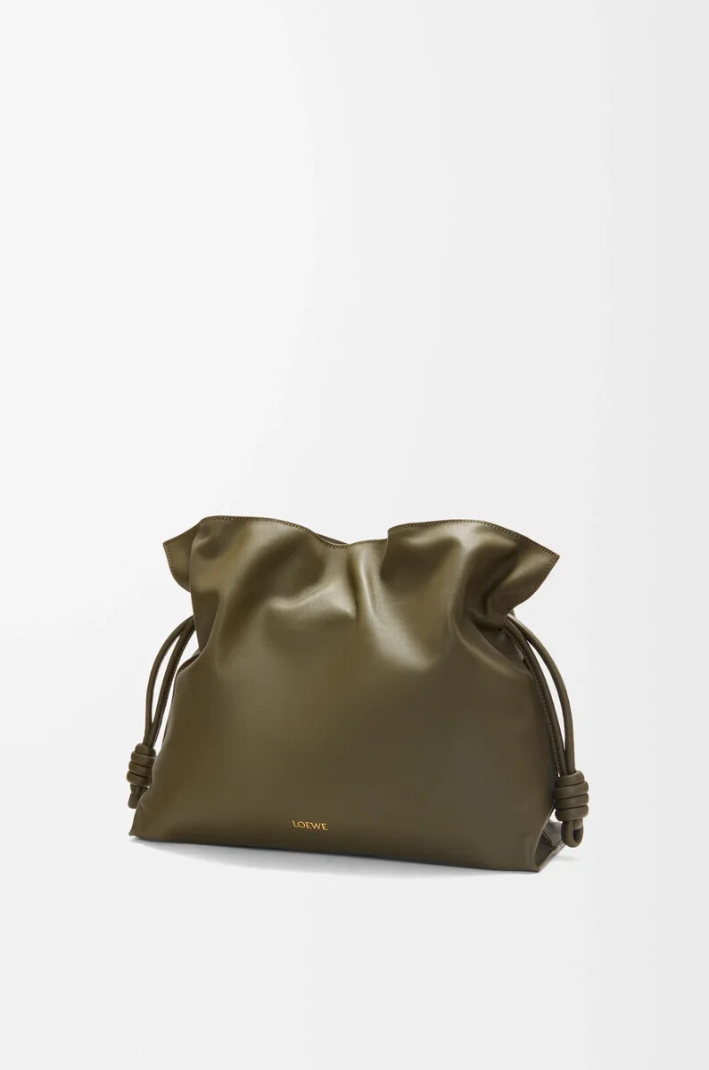clutch flamenco grande in nappa di vitello dark khaki