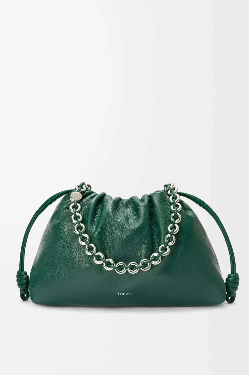 borsa flamenco grande in pelle di daino evergreen