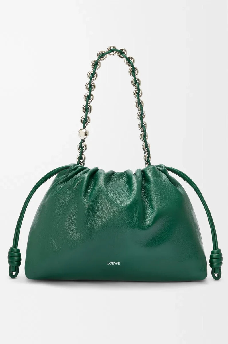borsa flamenco grande in pelle di daino evergreen