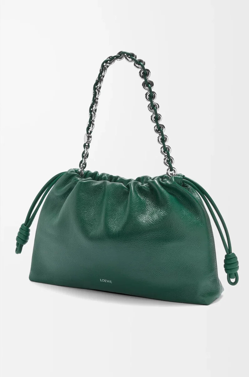 borsa flamenco grande in pelle di daino evergreen