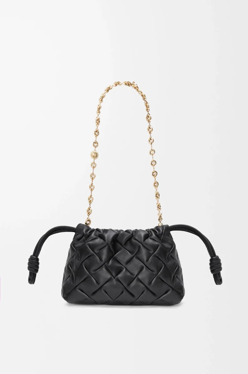 mini borsa flamenco in vitello nappa pizzicato nero