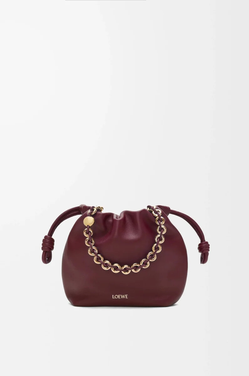 mini borsa flamenco in morbida nappa di agnello color borgogna scuro