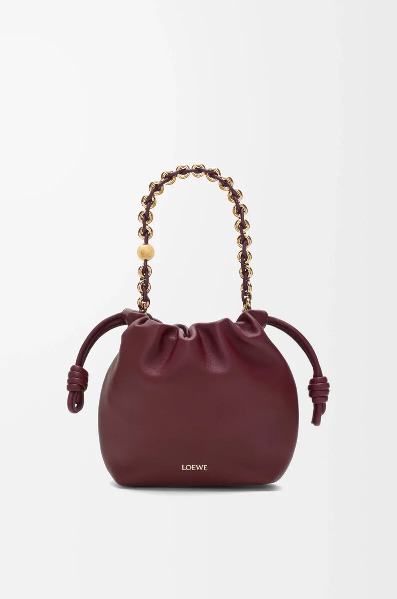 mini borsa flamenco in morbida nappa di agnello color borgogna scuro