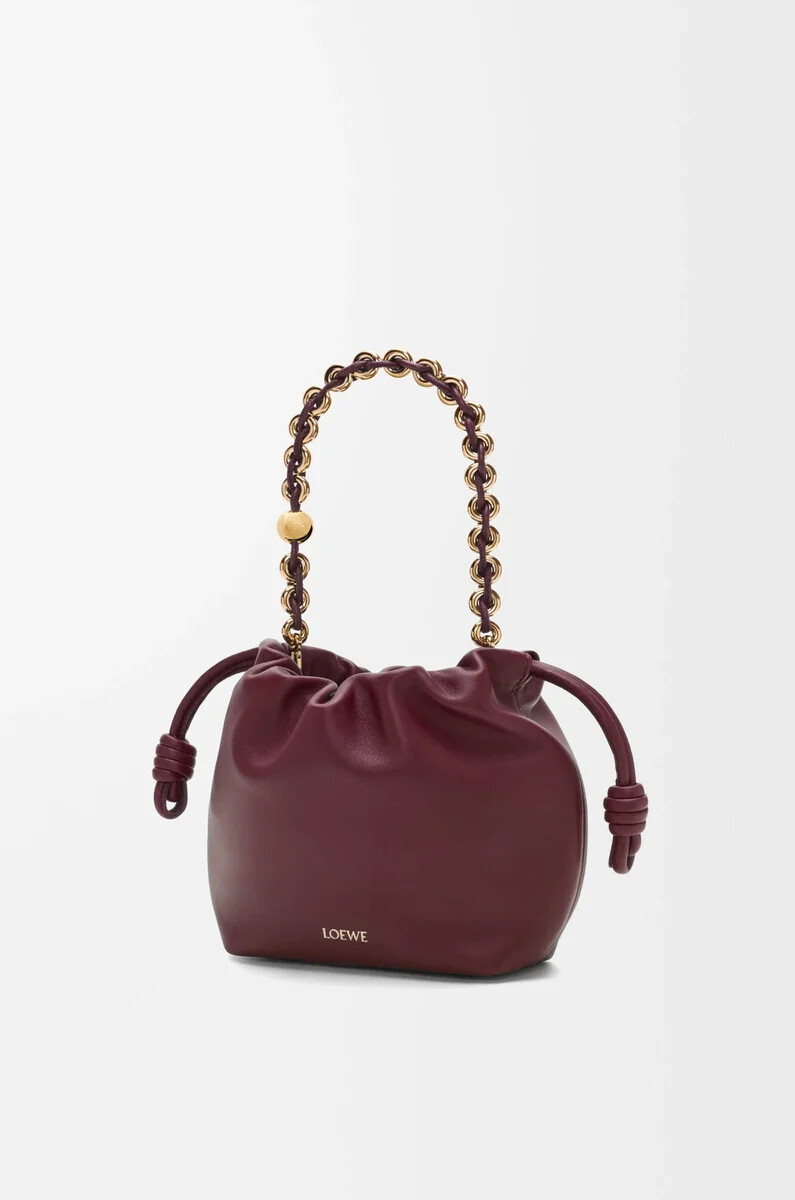 mini borsa flamenco in morbida nappa di agnello color borgogna scuro