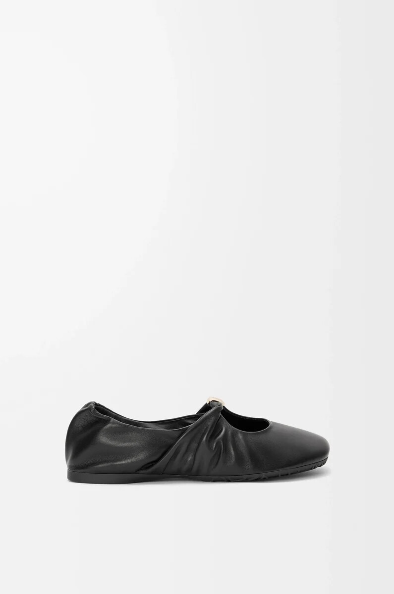 pebble ballerina morbida in nappa di agnello nero