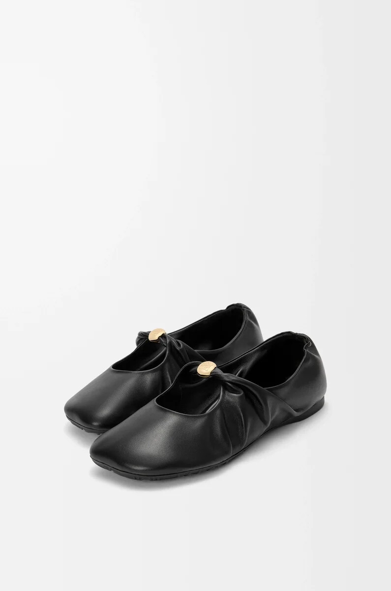 pebble ballerina morbida in nappa di agnello nero
