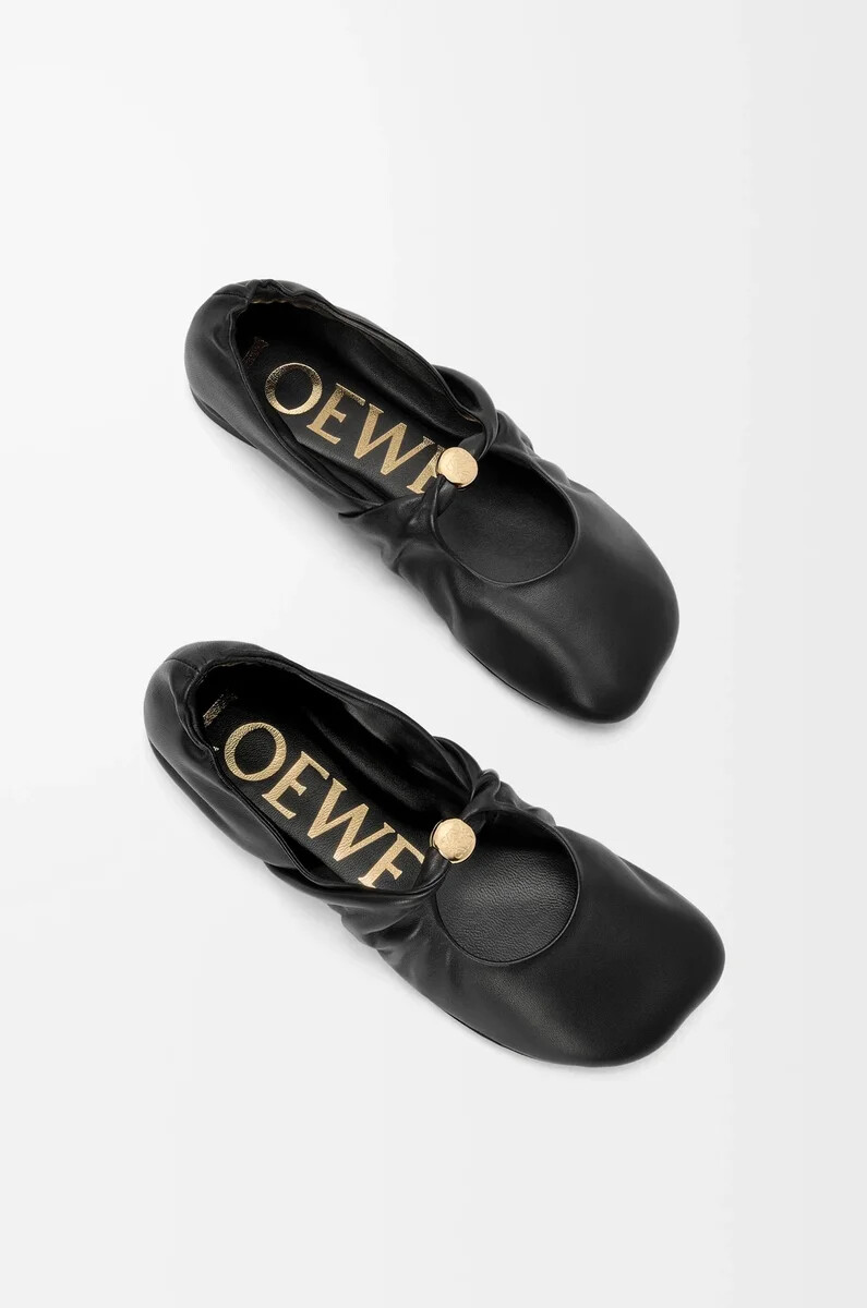 pebble ballerina morbida in nappa di agnello nero