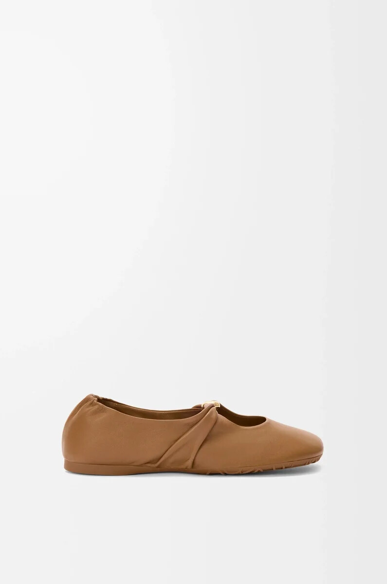 pebble soft ballerina in nappa di agnello oak
