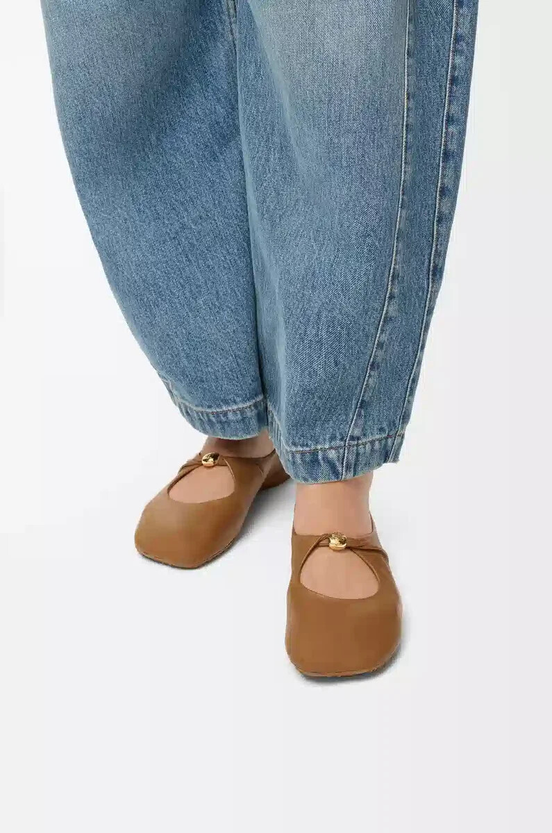 pebble soft ballerina in nappa di agnello oak