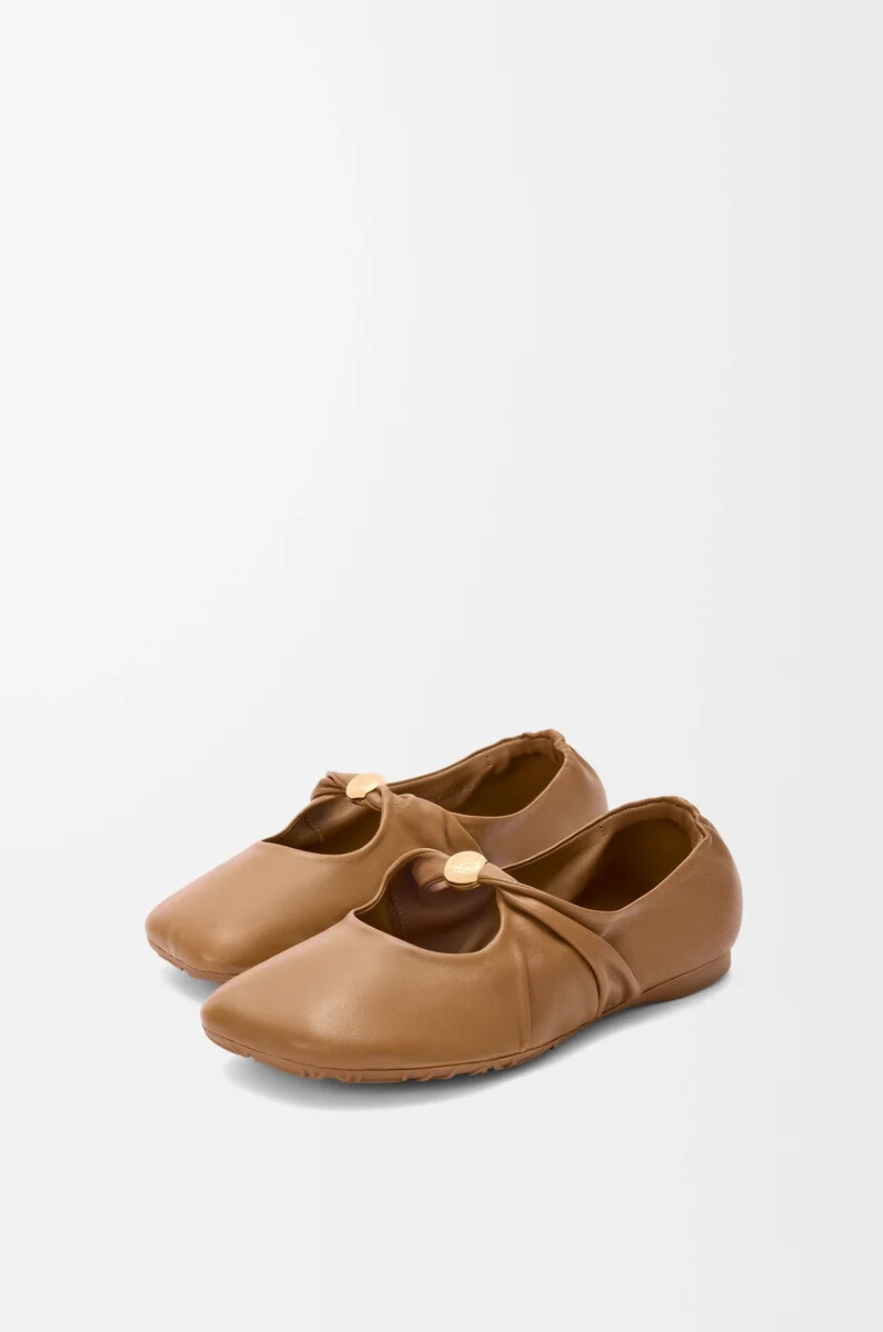 pebble soft ballerina in nappa di agnello oak