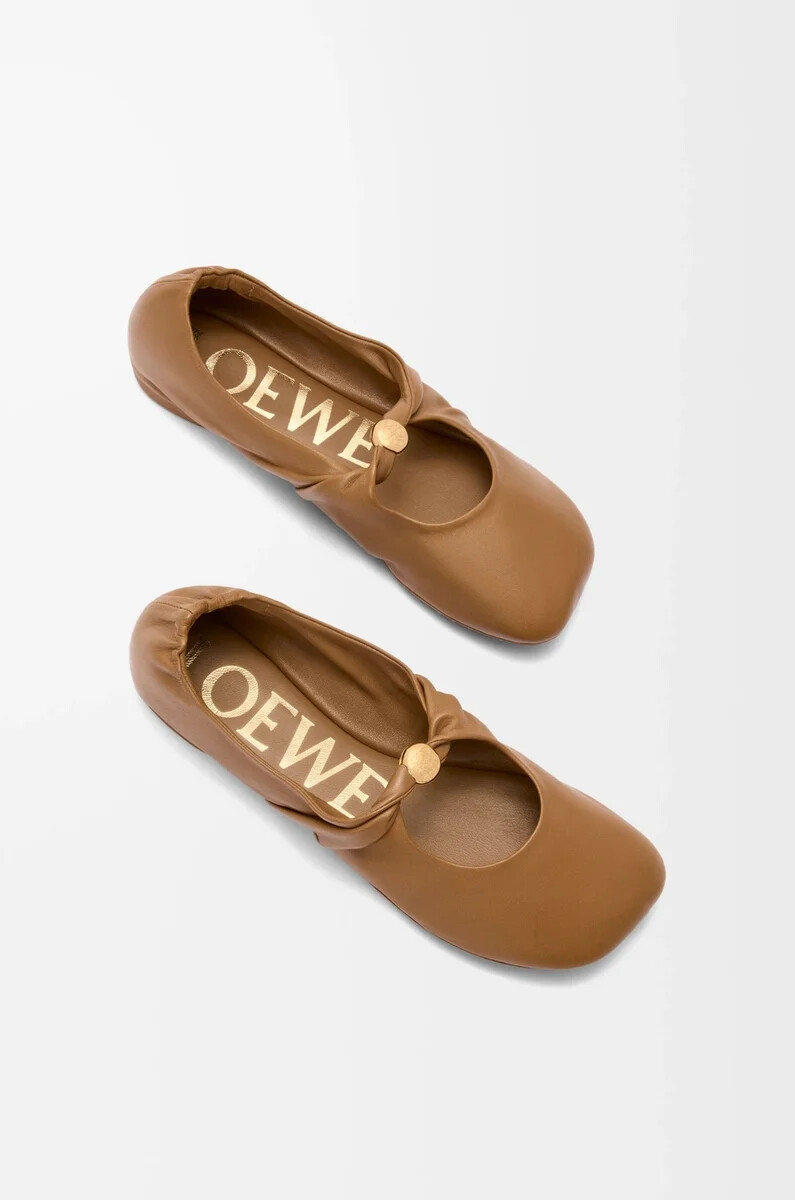 pebble soft ballerina in nappa di agnello oak