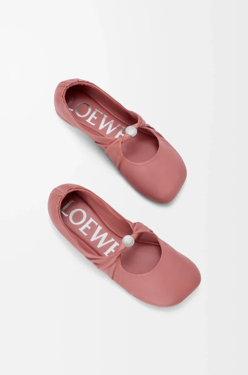 pebble soft ballerina in nappa di agnello blush