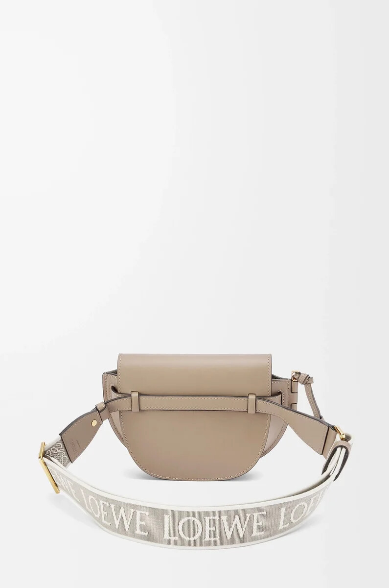 borsa mini gate dual in morbida pelle di vitello e jacquard sabbia