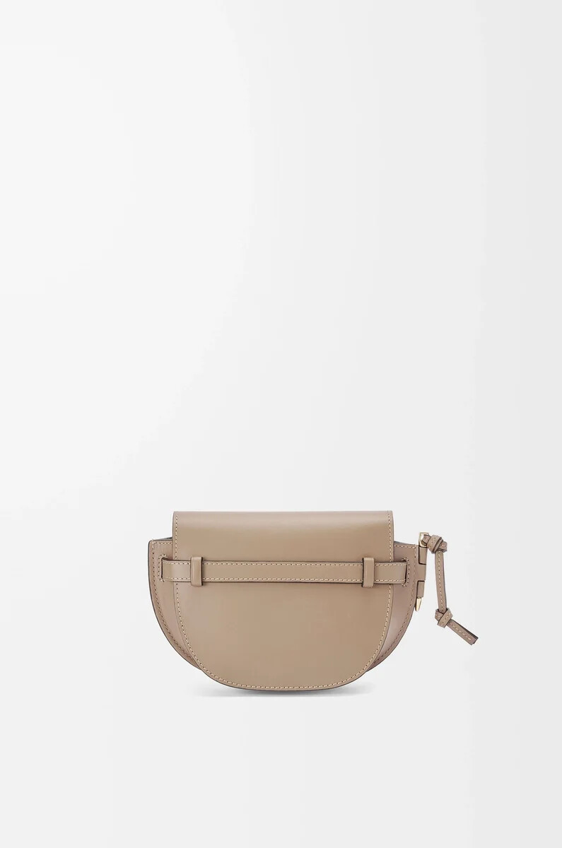 borsa mini gate dual in morbida pelle di vitello e jacquard sabbia