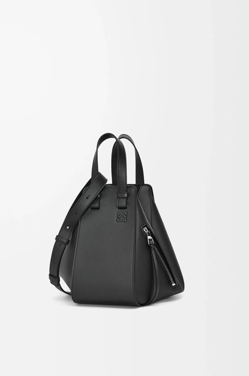 borsa hammock piccola in pelle di vitello classica nero