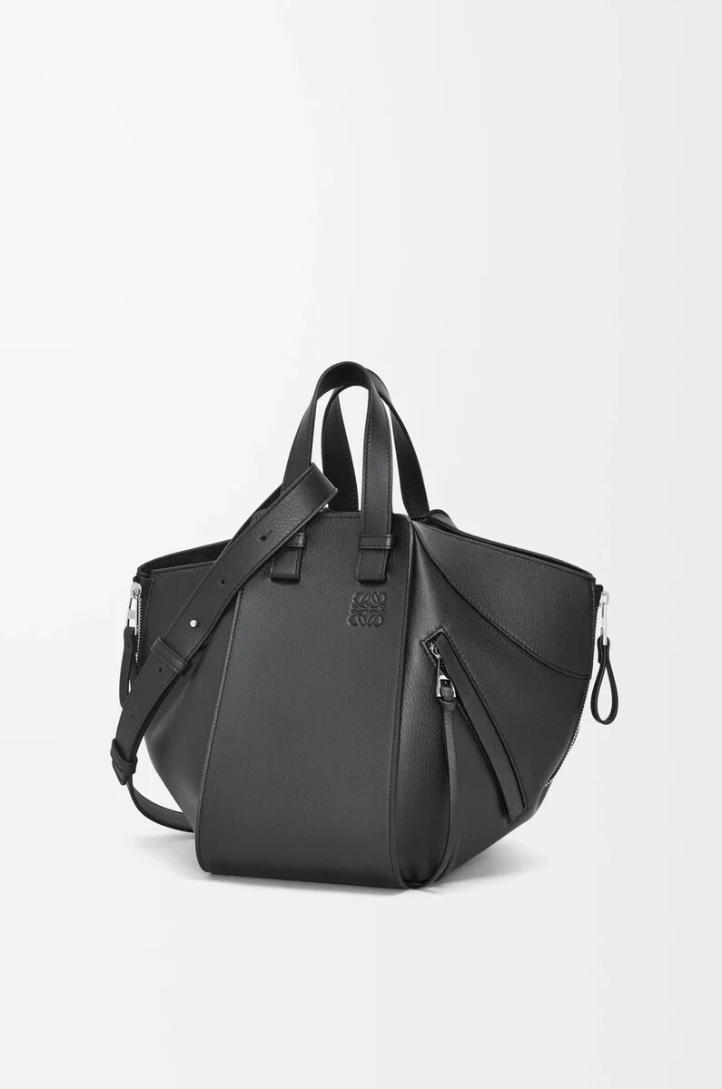 borsa hammock piccola in pelle di vitello classica nero