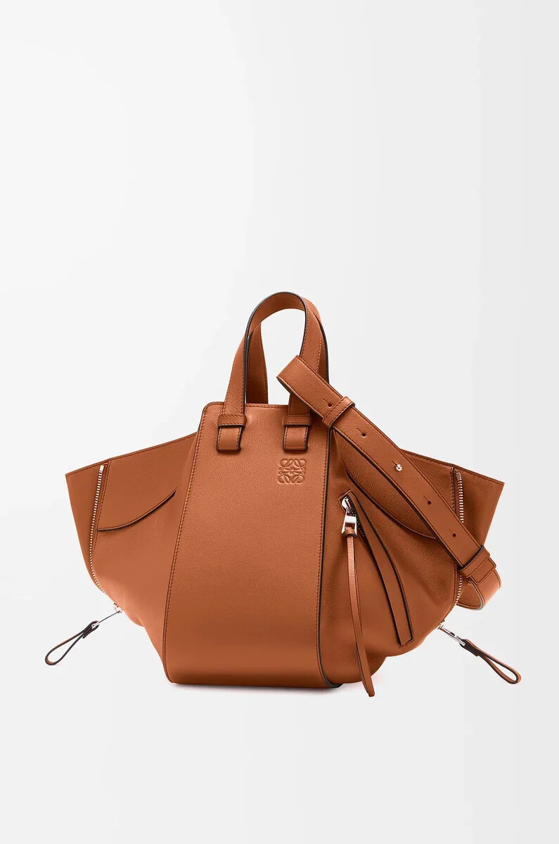 borsa hammock piccola in pelle di vitello classica color marrone chiaro