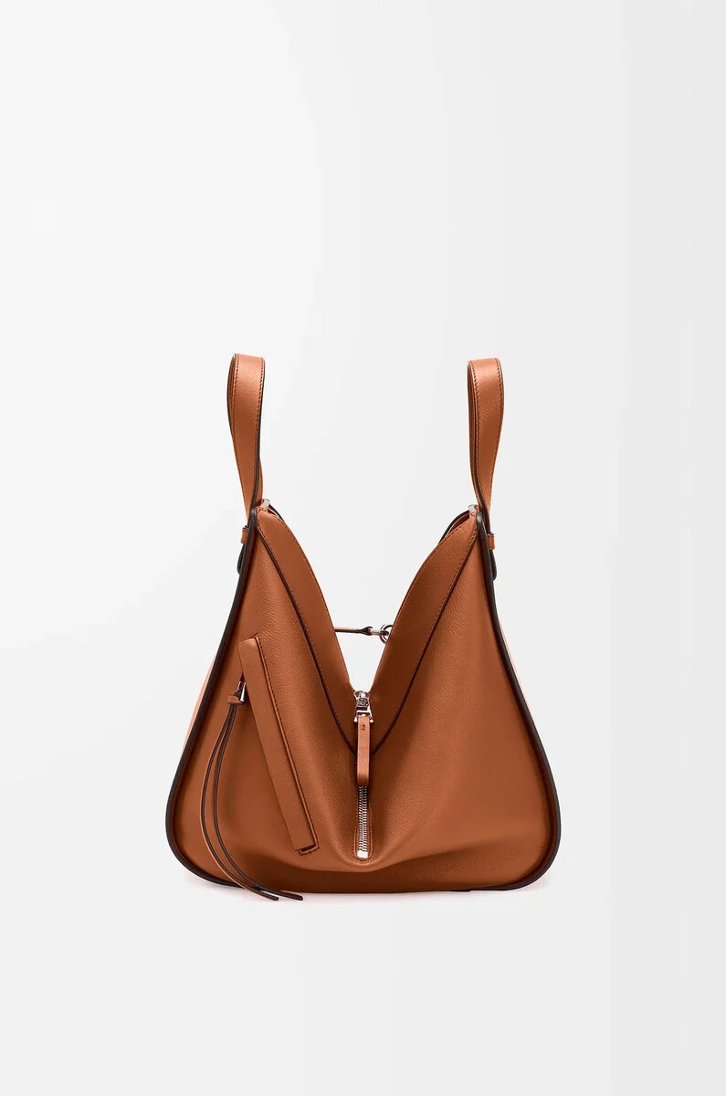 borsa hammock piccola in pelle di vitello classica color marrone chiaro