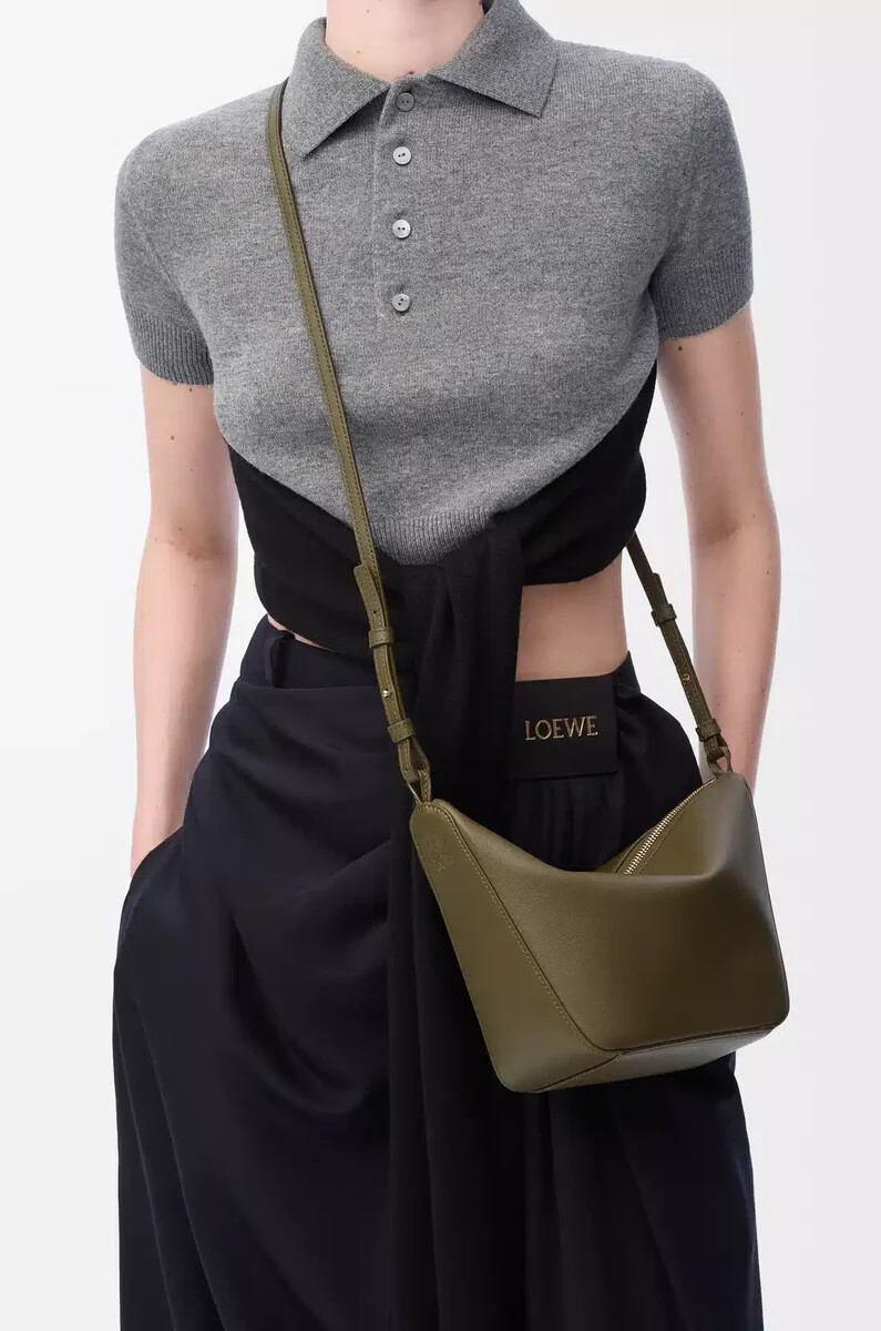 mini hammock hobo in pelle di vitello classica dark khaki
